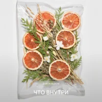 Вакуумный пакет с дольками грейпфрута, кедровыми ветками и цветами — композиция аромата Ziva in Bloom