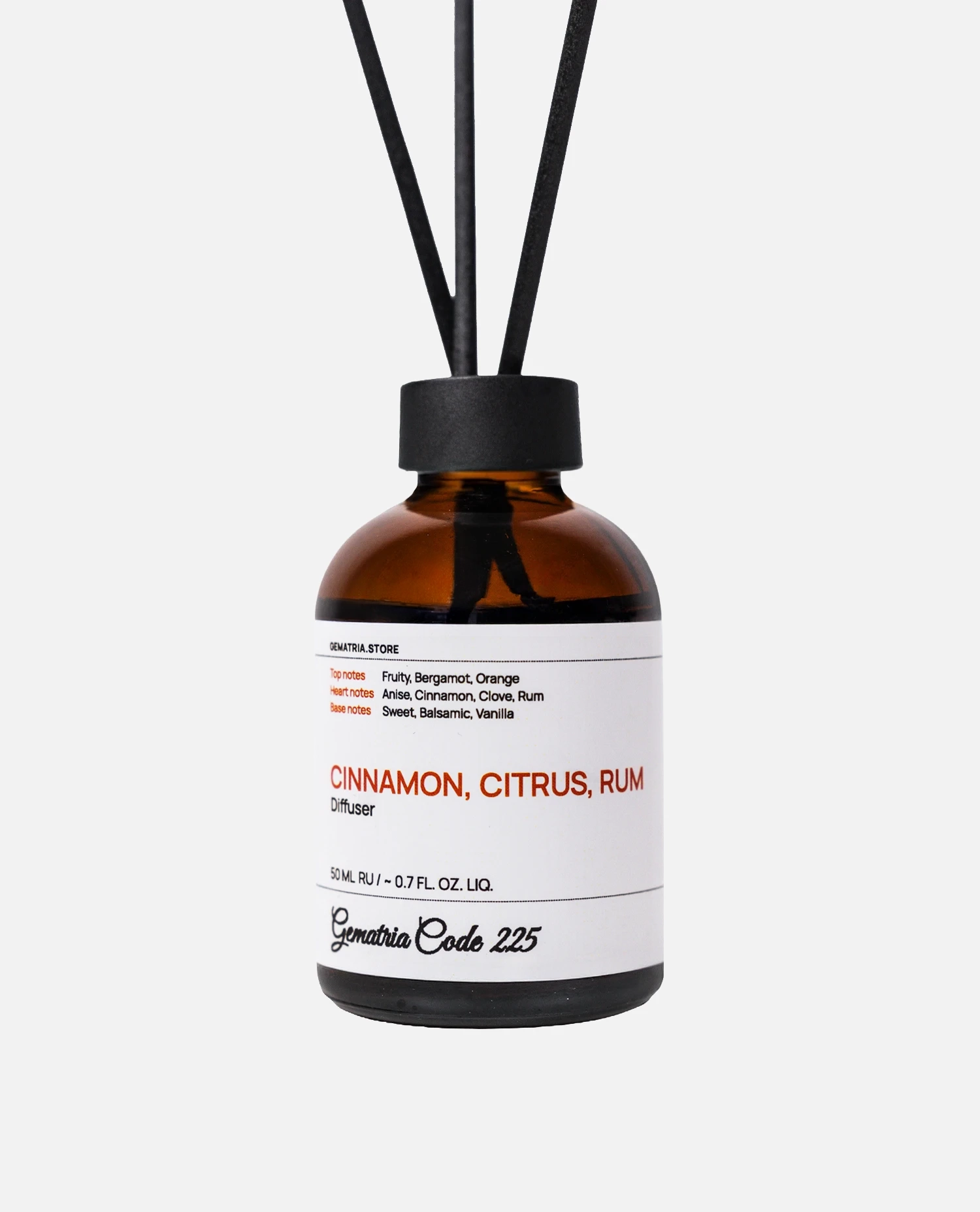 Ароматический диффузор для дома: Корица, Ром, Цитрусовые, Гвоздика, Ваниль создаёт тёплую и сбалансированную атмосферу. Аромат раскрывается мягко, сочетая свежесть и густые пряные ноты, наполняя пространство комфортом и спокойствием.